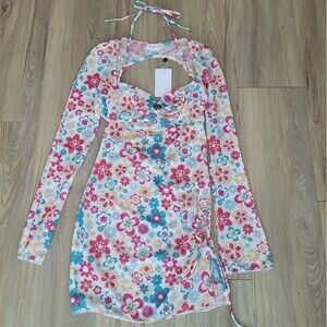Lovers + Friends Hello Daisy Mini Dress in Retro Floral Open-Back Mini Dress